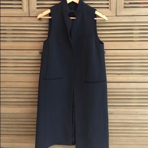 Zara Navy Long Vest Coat